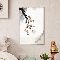 복을주는감나무 수묵화 세로 중형메탈액자.꾸밈, 실버／1타입