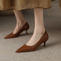 통굽구두 웨지힐 가보시힐뾰족한 발가락 펌프스 미드 힐 보트 슈즈 플러스 사이즈 여성용 기본 온 tacones