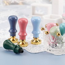 실링 왁스 파스텔톤 스탬프 손잡이 미니 도장 인주 스탬프 청첩장 편지 꾸미기, 파스텔톤_블루