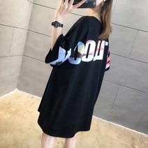 이노뱅크 오버핏 백 레터링 프린팅 롱티 ZH-D407
