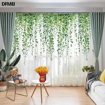 DFMEI 고급 차광천 플라워 천 커튼 플로어 거즈 가즈 커튼 침실 커튼