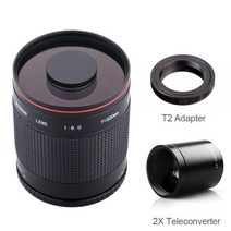 500mm/1000mm F8.0 카메라 망원 수동 미러 렌즈 + 2X 텔레컨버터 + T2 어댑터 캐논 니콘 펜탁스 올림푸스 소니 후지 DSLR, 니콘 1