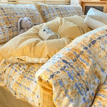 북유럽 순면 이불커버 겨울 두꺼운 침구세트 목화솜이불, C21-무섬-황(100 전면 패브릭천 천연섬유