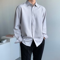 (1+1)남자 텐션 폴리 셔츠 봄 가을 코디 세미 오버핏 남방 구김없는 와이셔츠 옷