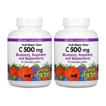 내추럴팩터스 비타민C 500mg 메가도스 블루베리 라즈베리 보이젠베리 90츄어블 웨이퍼 2개 헤스페리딘 로즈힙 루틴 아스코르브산 시트르산 만다린 감초뿌리