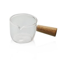 홈카페 용품 우드 핸들 에스프레소 샷잔 내열 유리 샷글라스 손잡이 시럽잔, 100ml