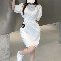 반팔 원피스 허리 스모크밴딩 캐주얼 원피스 겨울가을원피스