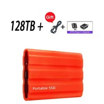 휴대용 외장 하드 ssd SSD 외장 2TB 모바일 솔리드 스테이트 드라이브 Flash1TB TypeC USB3.1 500GB 미니 슬림 고속 전송 플래시 메모리 장치 외장 저장, 19 Red 128TB