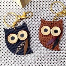 천연 염소가죽으로 만든 부엉이 키링 키홀더 열쇠고리 3종