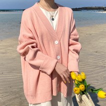 아모르데이 여성용 드올가디건 자체제작 루즈핏 골지단 데일리 버튼 가디건
