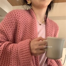 HXT 여성 롱 가디건 오픈형 오버핏 니트 무지 두께감 부드러운 아우터 봄가을