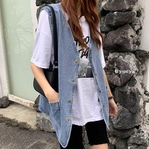 청조끼 데님 오버핏