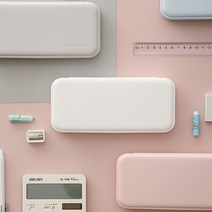 파스텔 예쁜 대용량 컴팩트 사각 필통, 핑크