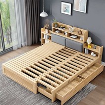 침대프레임 확장형 수납 원목 대형 사이즈 쿠션헤드, 110x 217cm 흰색 페인트