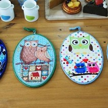 [에이치플러스몰] 헬로아울 타원 냄비받침, 상품선택_블루