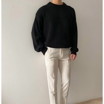 남자 오버핏 옆트임 라운드 커플 베이직 니트 10컬러