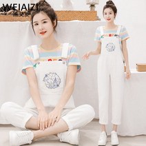 멜빵청바지 스윗 여성 와이드 루즈핏 BF 여름 슬림핏 트렌드 끈나시점프수트 4886497670