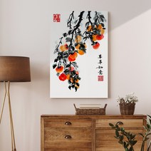 복들어오는 감나무 감그림 풍수인테리어 생기그림 사무실액자 집들이선물, 08 사사여의 감나무