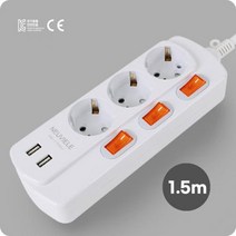 독일유럽인정 usb포트형 3구 개별 멀티탭 1.5M/ 사무용 어댑터 자취생 이쁜