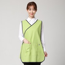 AD1625 연두 브이넥원피스앞치마 /요양 보호사 카페 서빙 유니폼 미용사 헤어 디자이너 시장 봉사활동 단체 식당 캠페인 수산시장 농산물 유치원 교사 보육 요양원 요양병원