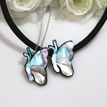 목걸이 팬던트 자개브로치 자개목걸이 나비 팬던트 브로치 겸 (제스트)_973EA