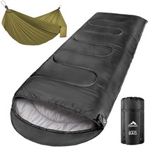 MEREZA 성인 남성 아동용 침낭 베개 XL 사계절용 캠핑 하이킹 배낭여행용 1인용 더블 2인용 추운 날씨 용도, Hammock Green