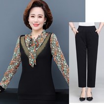 상의 중년 빅사이즈 여성의류 이너티셔츠 플라워 실크블라우스 봄티셔츠 마담 엄마옷 3885583784