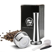 커피필터 핸드드립 여과지ICafilasStainless Steel 재사용 가능한 커피 캡슐 델타 Q 기계용 리필 컵 필터, 다크 카키