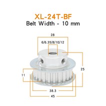 XL 24 T 타이밍 풀리 보어 6/6.35/8/10/12mm 톱니 피치 5.08mm 알루미늄 휠 너비 11mm 10mm 벨트, 6.35 mm, 11 mm, 1 개, 02 6.35 mm_01 11 mm_01 1 개