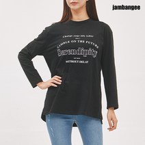 잠뱅이 여성 빅레터링 긴팔 롱 티셔츠 AK1WTS61-BK