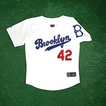 Jackie Robinson Brooklyn 다저스 남성 홈 화이트 Cooperstown저지 w/ Patch