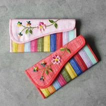 색동 모시 장지갑 색동 통장지갑 전통선물 한국기념품