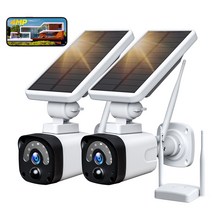 가정용CCTV 실외용 초고화질 CCTV 캠프용 태양광 발전 카메라 야외 방수 100% 가정용 무선 배터리 감시 보안 카메라 시스템 4MP, 3.EU 플러그 - 2 Cameras add 64G
