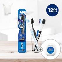 BEST 오랄비 베스트셀러 크로스액션® 화이트닝 차콜 칫솔 12입 + 왁스치실 1입 증정, 화이트닝차콜+치실 O090 O056