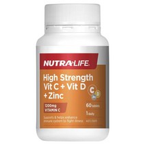 NutraLife High Strength Vitamin C + D + Zinc 뉴트라라이프 하이스트렝스 비타민C 1200mg 비타민D 아연 60개