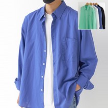 빅사이즈 남성 여름 비치 아사 코튼 오버핏 바이오워싱 셔츠