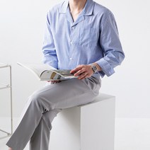 오픈카라 사파리 스트라이프 줄지 긴팔 남방 셔츠(3color)