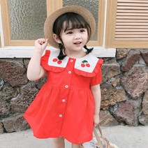 우주나라 RY-27 여아 여름반팔 귀염 체리원피스