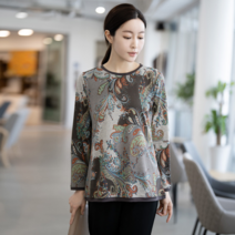 모슬린 여성 엄마옷 페이즐리 라운드 긴팔티셔츠 FTS301019 마담/미시옷/중년여성의류/빅사이즈/40대/50대/60대여성옷