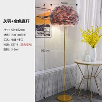 WARM프리미엄 깃털스탠드 인테리어 롱 스탠드 장 거실 플로어 스탠딩 소품 조명, 그레이버드+골드 스트로크 스탠드 3색 빛 증정