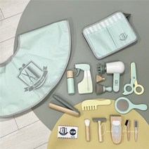 어린이 미용실 이발소 헤어숍 바버샵 역할놀이 원목 장난감, 이발사 가방 플레이 하우스
