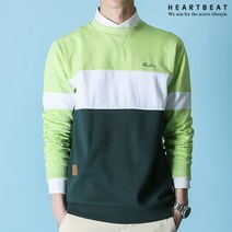 하트비트 베스랜 맨투맨 베이직핏 배색 라운드 긴팔 티셔츠 커플룩 단체복 남자 여자 남여공용 빅사이즈 커플티 단체티