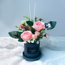 센터피스 디퓨저 개업 승진 축하 선물 돈들어오는 화분 해바라기 블루 장미 실내 방향제, 라임바질, 핑크장미