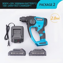 해머드릴 충전드릴 뿌레카 HORMY-Makita 18V 배터리 사용 브러시리스 무선 전기 드릴 로타리 해머 철거 충전식 전동 공구, 03 2Battery 2.0AH_01 미국