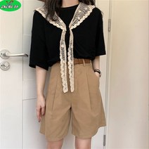 SHENGBO여자 반팔셔츠+반바지 투피스 벨트 리본 증정+VO.004LH908366