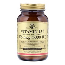 솔가 비타민 D3 5000 IU 60정 베지터블 캡슐 Solgar Vitamin D3 5000 IU 60 Vcaps, 1개