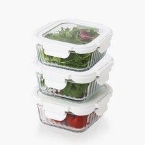 네오플램 글라스캡 내열유리 반찬통 밀폐용기 3p세트 320ml, 1세트