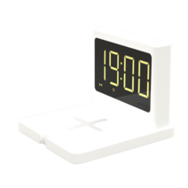 공부용 led스탠드 디스플레이 무선 충전기 전자 알람 시계 시계 1224 시간 무선 충전 15w for iphone samsung huawei, 하얀