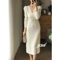 아나운서 원피스 하객룩 첫출근복장 기상캐스터 피로연 오피스룩 의상 하객 미시 여성 여자 정장 긴팔
