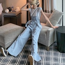 대박난박양 여성용 보니 데님 와이드 점프수트